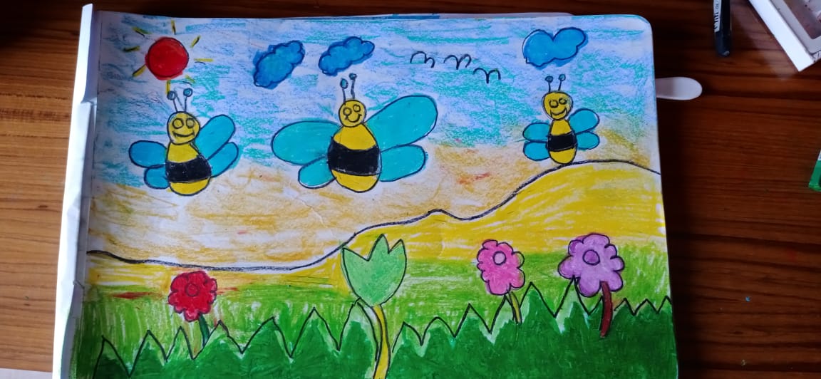 Bee play in the flower garden